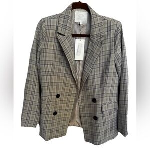 NWT Vera & Lucy Paris Plaid Blazer - Size S - Chic Grey & Tan